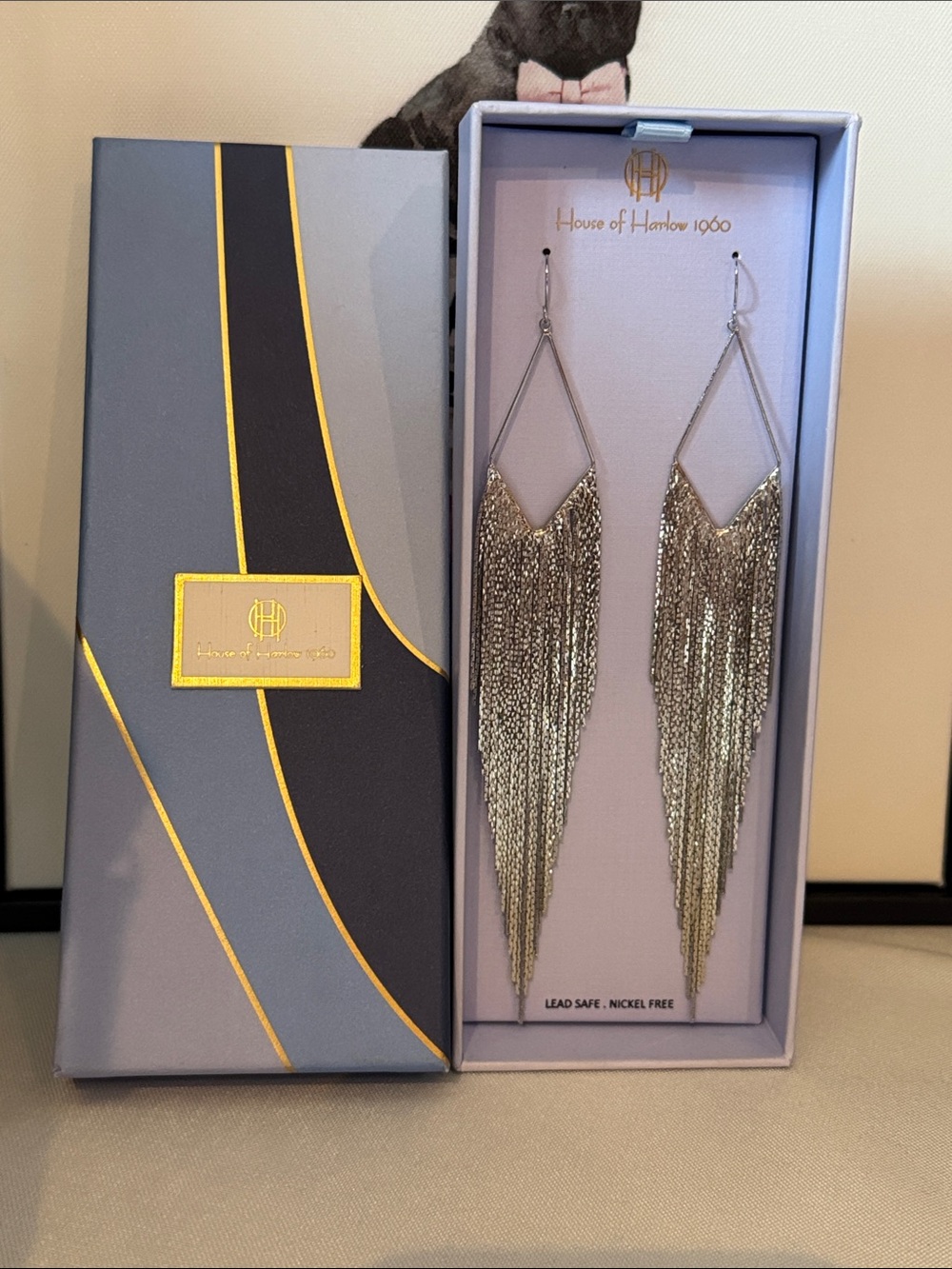 House of Harlow 1960 Silver Fringe Statement Earrings